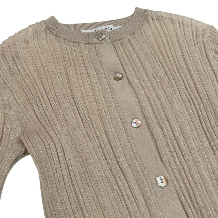 Her lip to ハーリップトゥ Random Ribbed Knit Cardigan リブニットカーディガン 1232202087 ベージュ M 新色】Random Ribbed Knit Cardigan