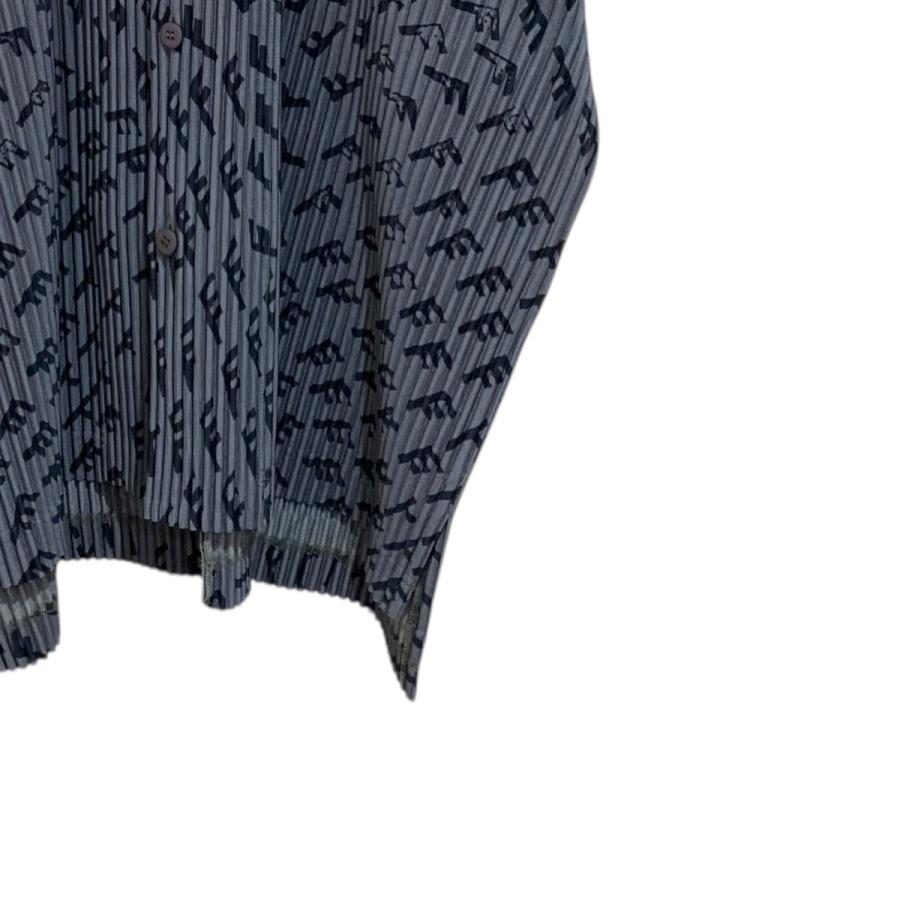 イッセイミヤケ　メン　総柄　着物　半袖　プルオーバー　シャツ　プリーツ　Vネック イッセイミヤケ メン 総柄 着物 半袖 プルオーバー シャツ プリーツ V