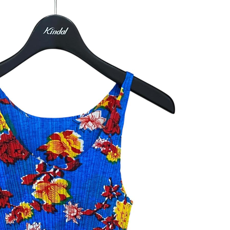 アートプリント プリーツタンクトップ サイズ3 PLEATS PLEASE（プリーツ プリーズ） 総柄プリーツタンクトップ ブルー