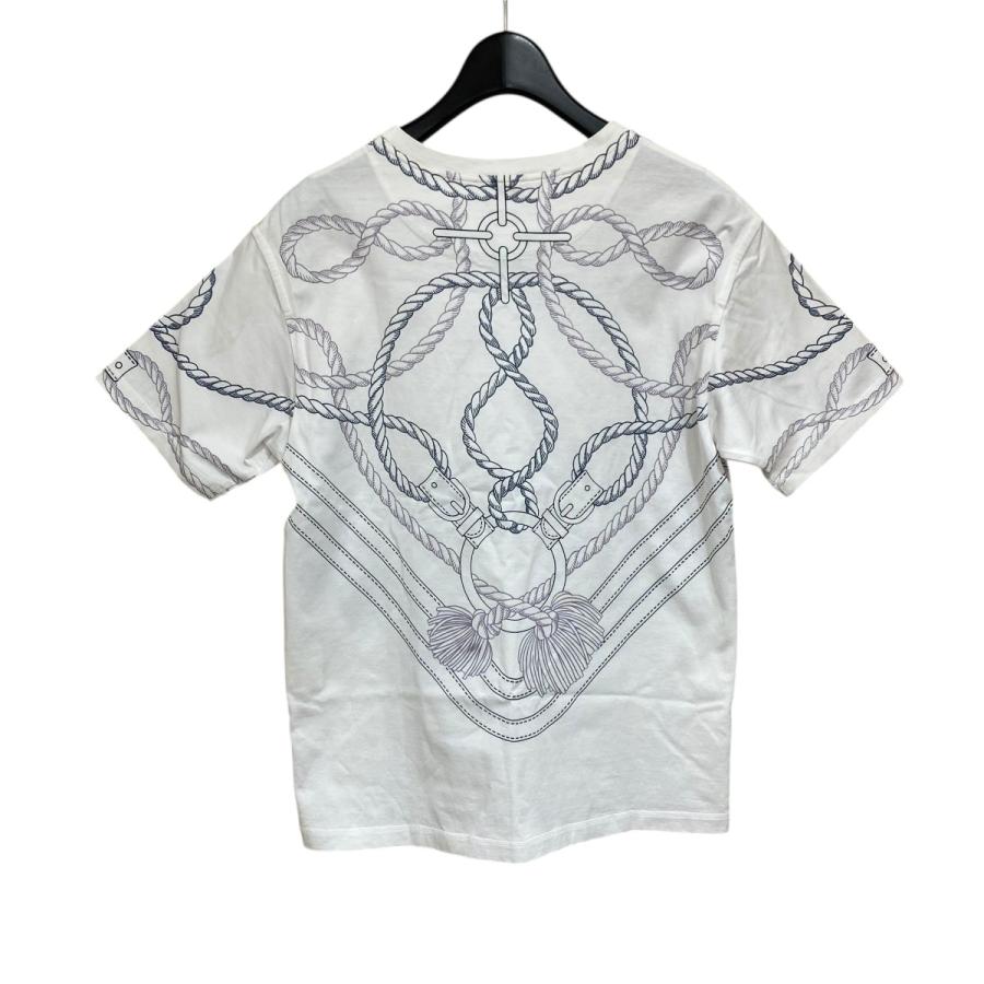 HERMÈS ホワイト Tシャツ ドローストリング付き HERMES（エルメス） ロープ柄Tシャツ ホワイト サイズ：34