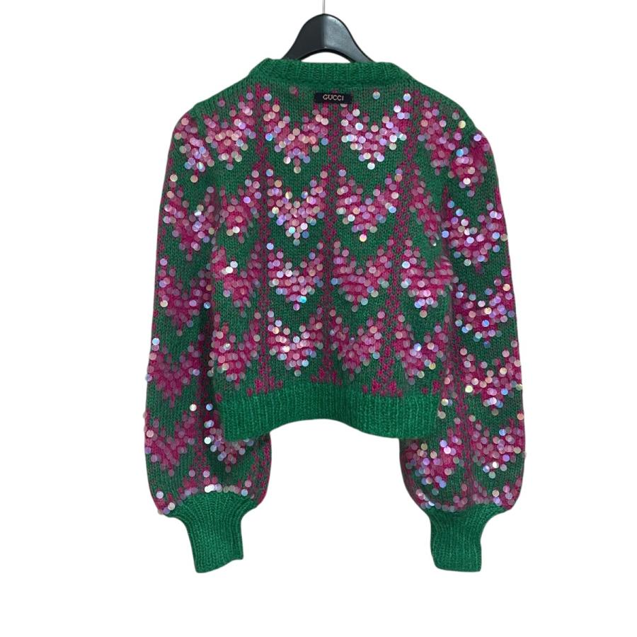 GUCCI（グッチ） スパンコールクルーネックニット 713233 グリーン