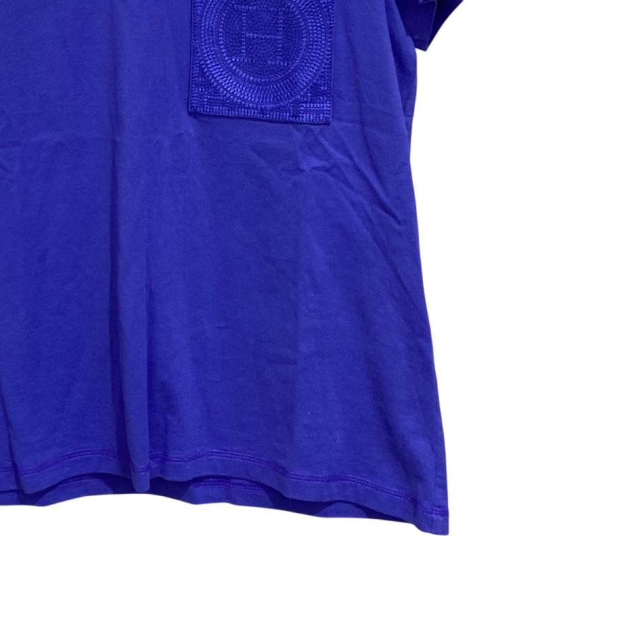 ★美品★HERMES リネンシャツ ブルー パープル 42 大きめ 刺繍 ロゴ ☆美品☆HERMES リネンシャツ ブルー パープル 42 大きめ 刺繍 ロゴ