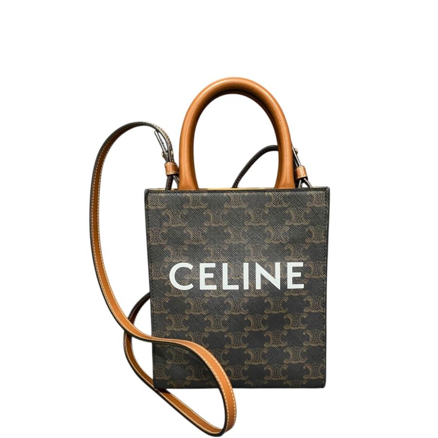 ミニ バーティカルカバ 黒×ブラウン ミニバッグ ショルダーバッグ CELINE（セリーヌ） ミニバーティカルカバ 2WAYショルダーバッグ