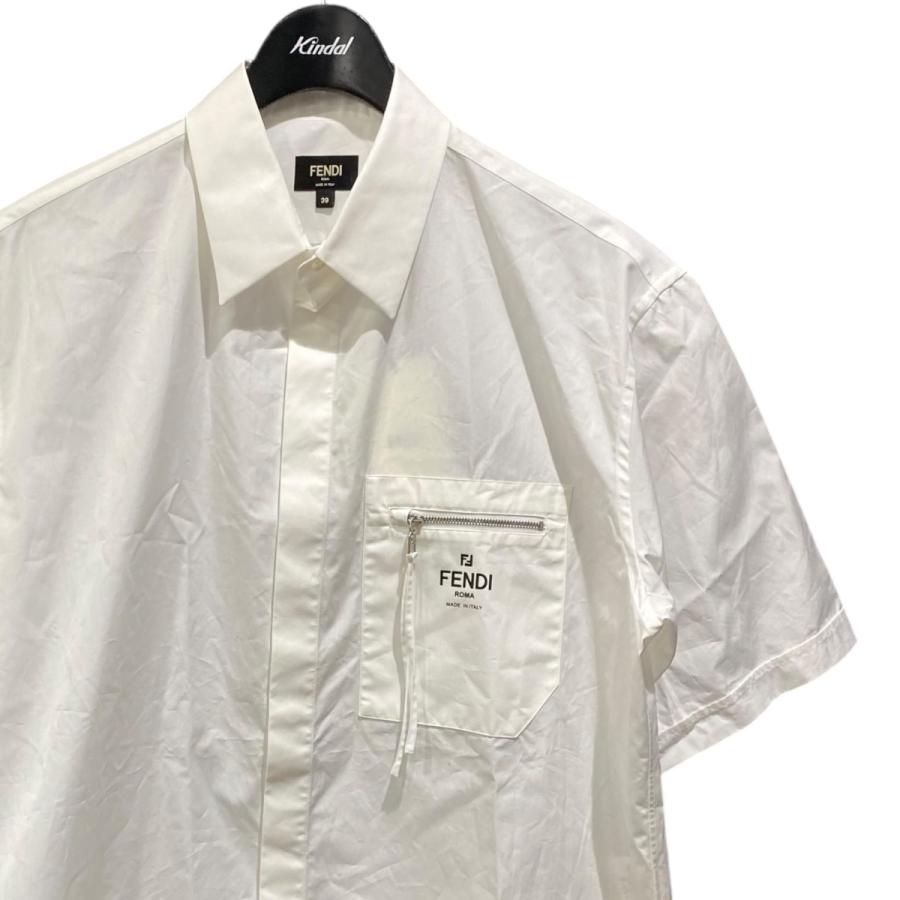 FENDI（フェンディ） ジップポケット付半袖シャツ FS1097 ホワイト