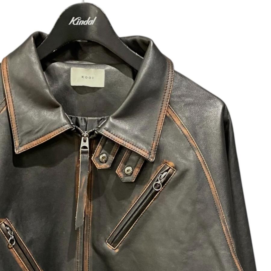 コーイ KOOI POCKET AGING LEATHER JACKET 25KO-AW19 D ブラック