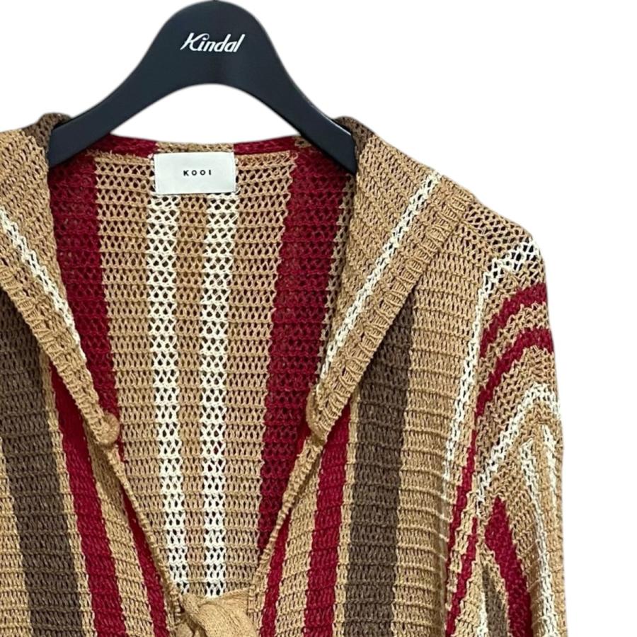 コーイ KOOI STRIPE MESH KNIT HOODIE 25KO-SS07 ベージュ サイズ：2