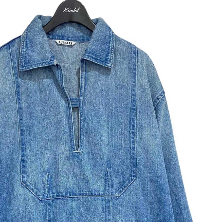 オーラリー AURALEE SELVEDGE FADED LIGHT DENIM P／O SHIRT A25SP05DE インディゴ サイズ：1の画像