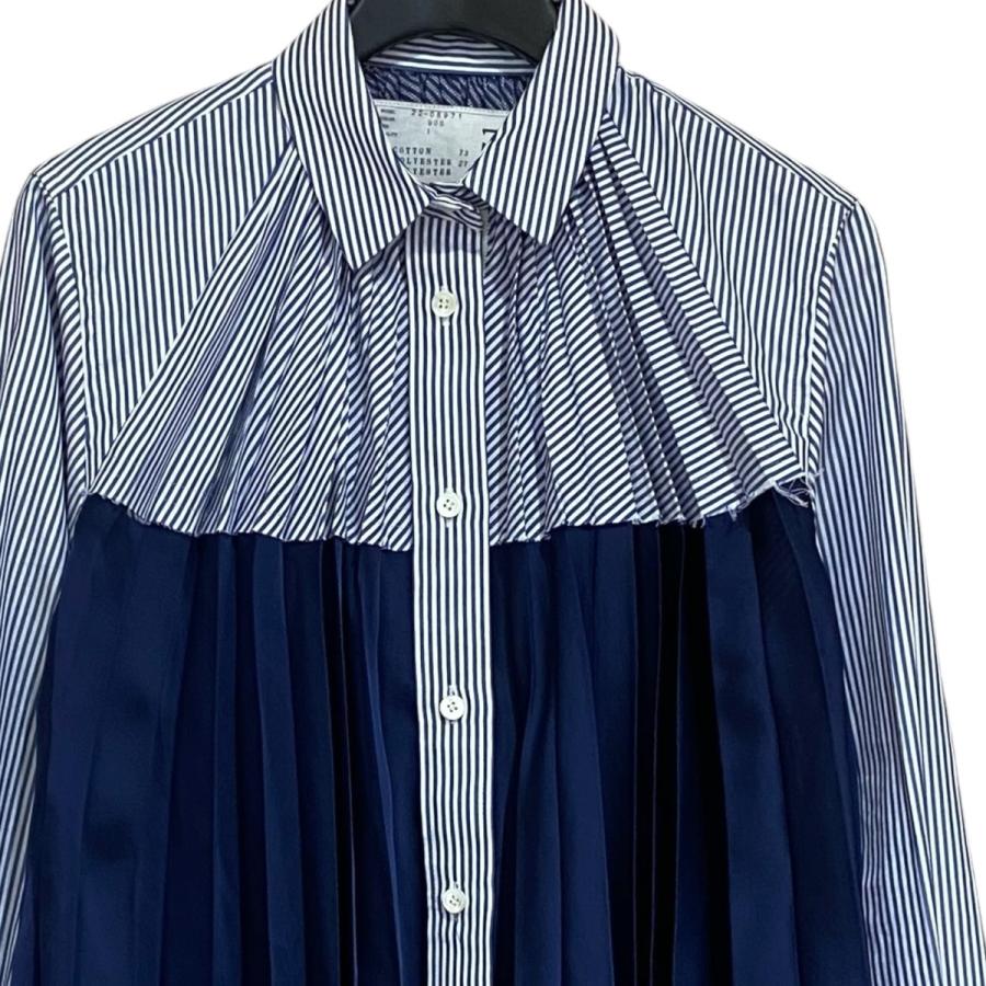 sacai（サカイ） プリーツシャツ 22-05971 ネイビー サイズ：1