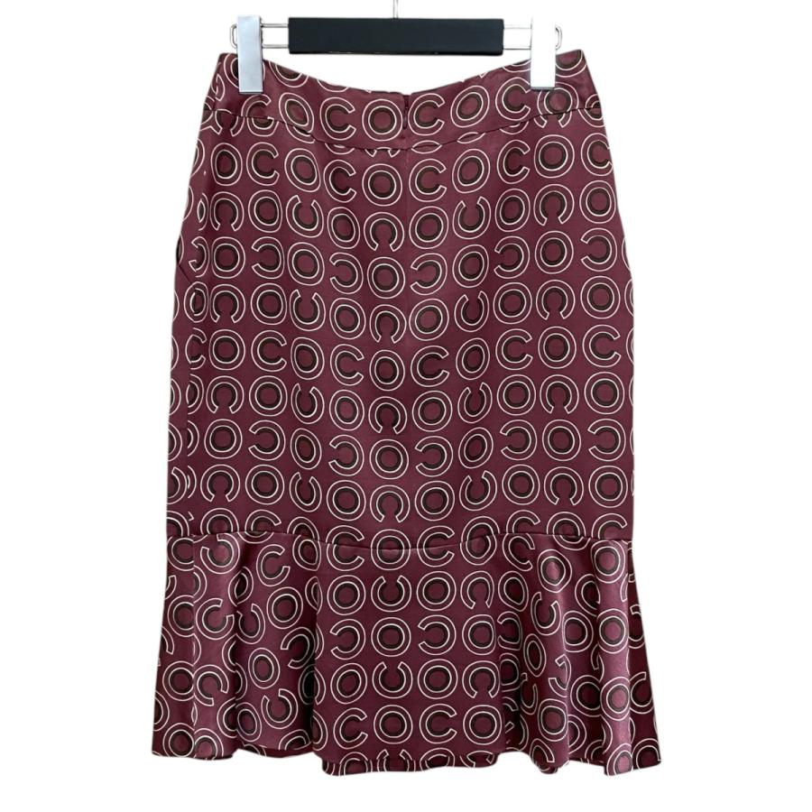 【CHANEL】 美品 シャネル ココマーク 総柄 シルク100% スカート CHANEL（シャネル） CHANEL coco総柄スカート P18207V10410 レッド