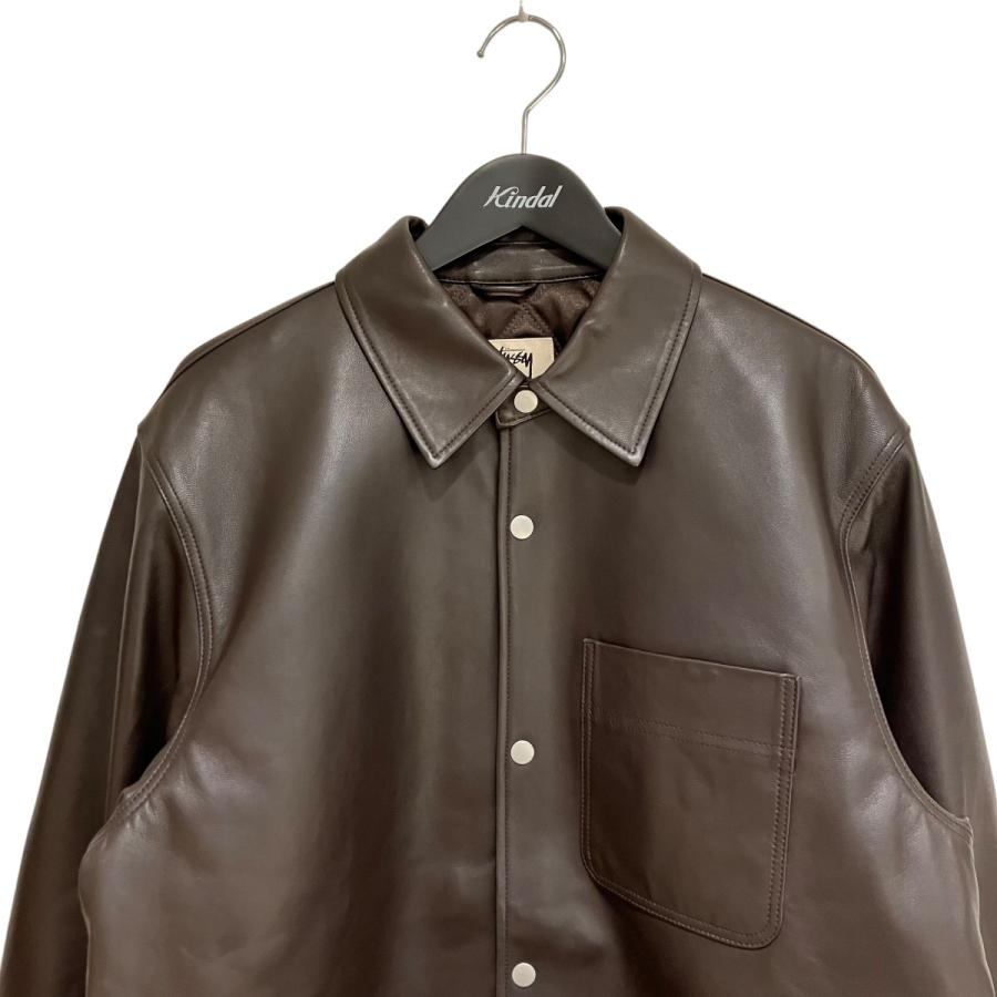 ジャケット・アウター stussy boxy leather overshirt espresso STUSSY（ステューシー） 【値下げ】stussy 24SS Boxy Leather