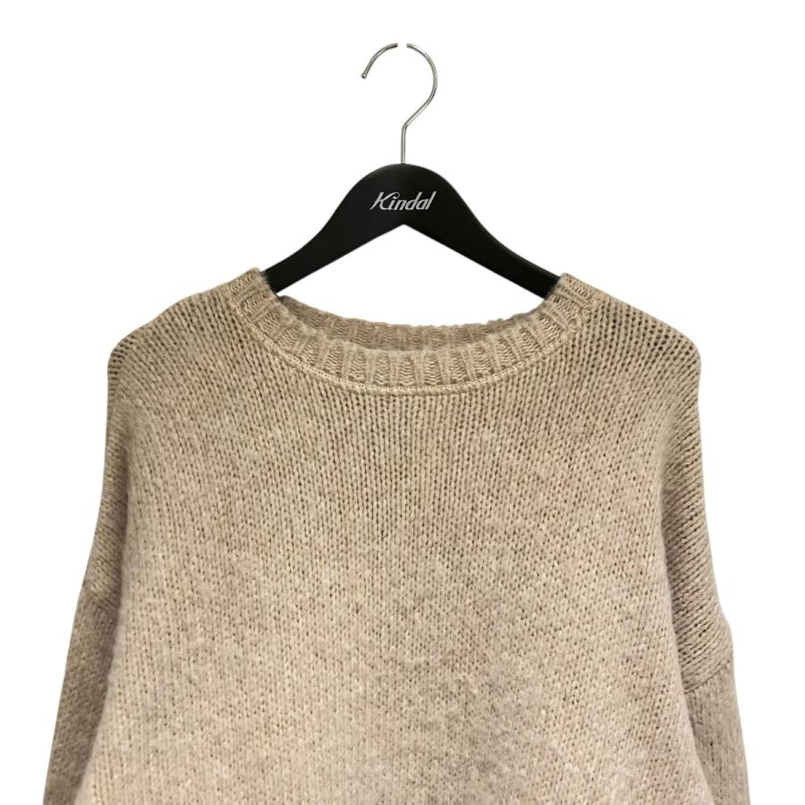 ASKYURSELF / Brushed Checkered Knit/セーター(厚手)/S/ウール/ベージュ アスクユアセルフ ASKYURSELF BRUSHED CHECKERED KNIT ニットセーター