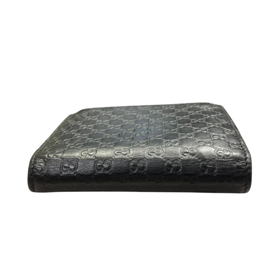 GUCCI ブラックレザー 二つ折り財布 折り財布　マイクロシマ　グッチ　財布 グッチシマ グッチ 財布 GUCCI 二つ折り財布 レディース マイクロ