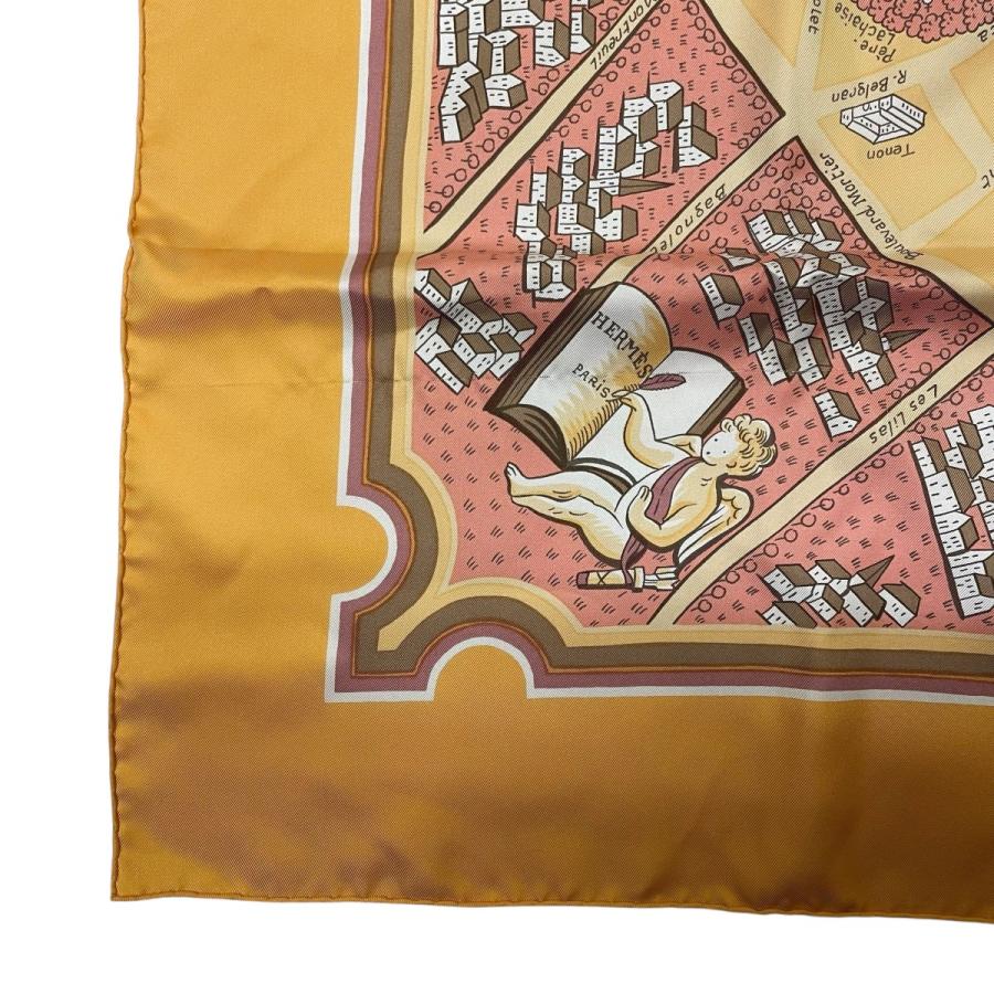HERMES（エルメス） カレ90 パリの恋人 スカーフ オレンジ