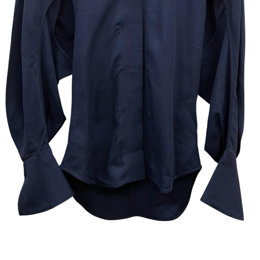 Mame Kurogouchi / マメクロゴウチ | 2022SS | Viscose Hemp Round Shirt ヴィスコース ヘンプ ラウンドシャツ | 1 | ネイビー | レディース 値下げ】mame kurogouchi 22SSViscose Hemp Round Shirt 長袖シャツ