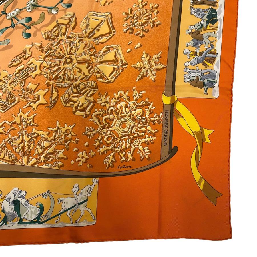 HERMES（エルメス） カレ90 去年の雪 シルクスカーフ オレンジ