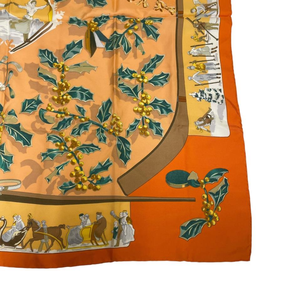 HERMES（エルメス） カレ90 去年の雪 シルクスカーフ オレンジ
