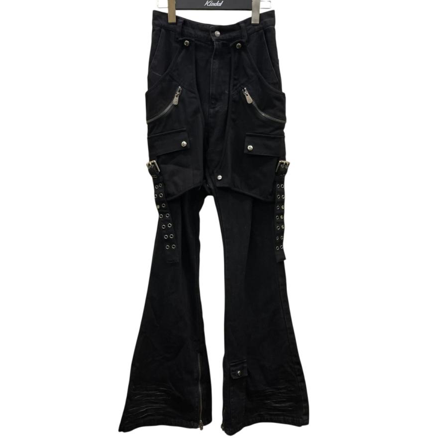 ROSEN-X ローゼンX はかま風パンツ　ユニセックス　サイドスリット　黒 ローゼンクロイツ ROSEN KREUZ SIDE BELT DOCKING FLARE PANTS フレア
