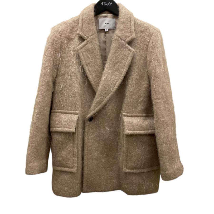 HYKE ハイク ウールモヘヤテーラードジャケット 1 HYKE（ハイク） 美品 22AW HYKE ダブルブレスト ノーカラーテーラード