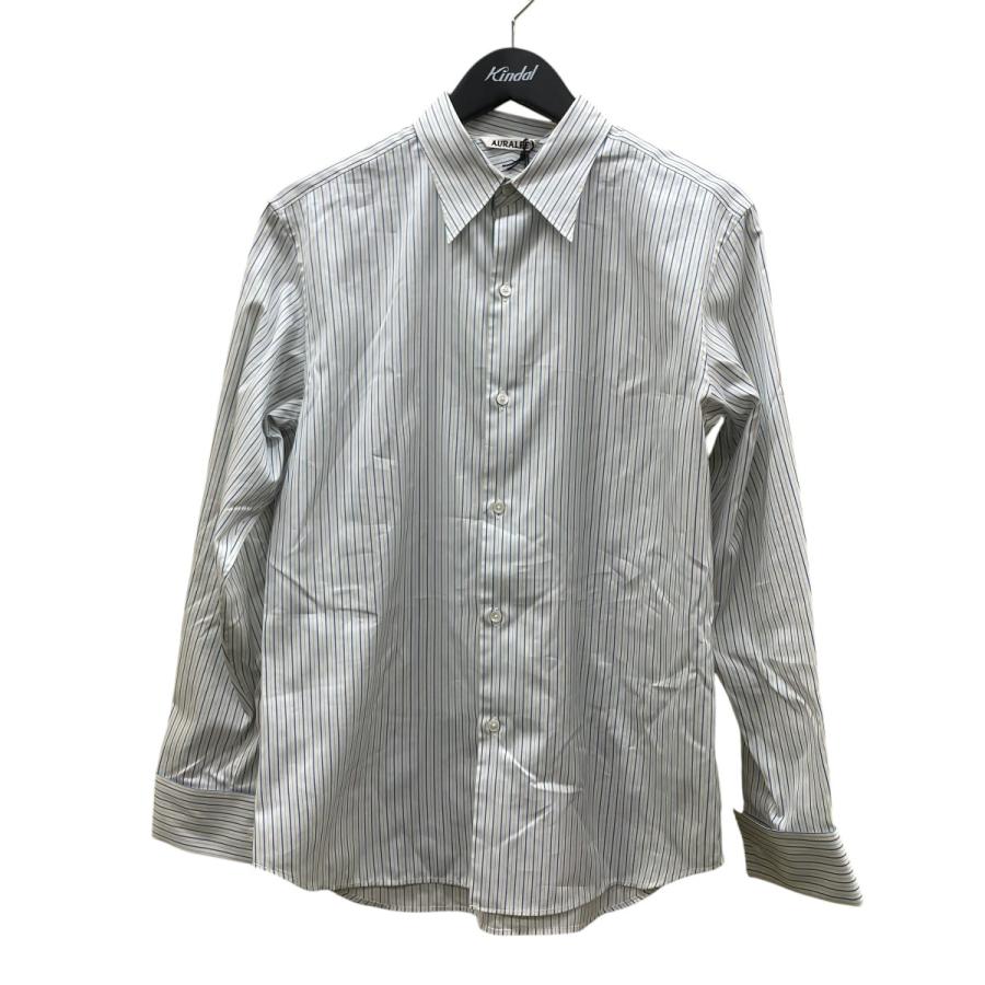 AURALEE（オーラリー） AURALEE COTTON SILK STRIPE DOUBLE-CUFF SHIRT