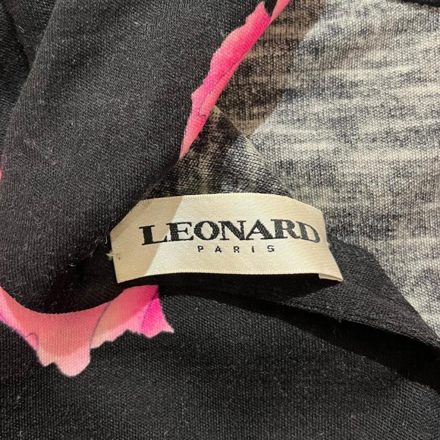 LEONARD（レオナール） 花柄 ワンピース ブラック×ピンク サイズ：42
