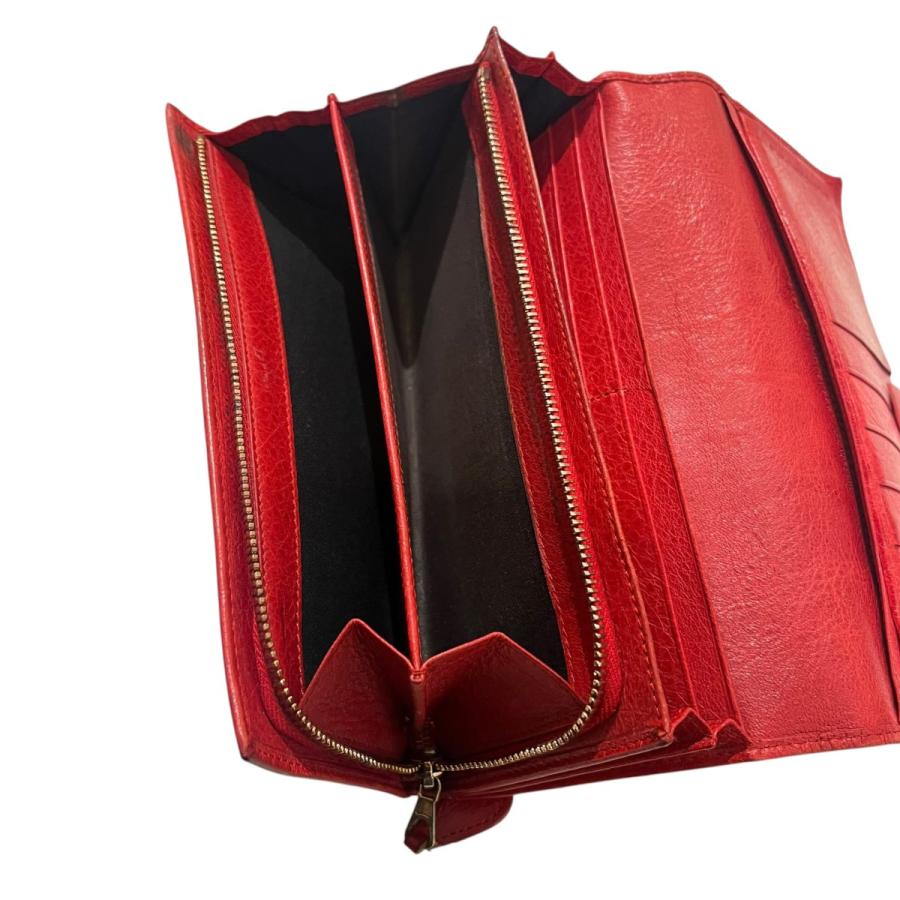 美品 バレンシアガ 371661 カーフレザー レッド 長財布 赤 1553【中古】BALENCIAGA BALENCIAGA - 美品 バレンシアガ 371661 カーフレザー レッド 長財布