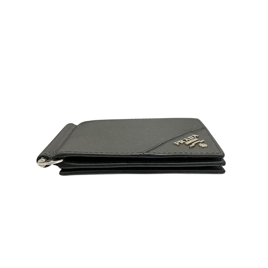 PRADA プラダ　サフィアーノ　マネークリップ付き　カードケース　新品 PRADA（プラダ） マネークリップ付きサフィアーノカードケース グレー