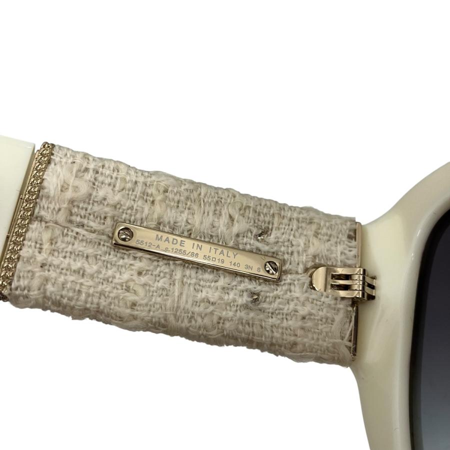 シャネル CHANEL ツイード切替サングラス 5512-A ホワイト サイズ：55□19-140の画像