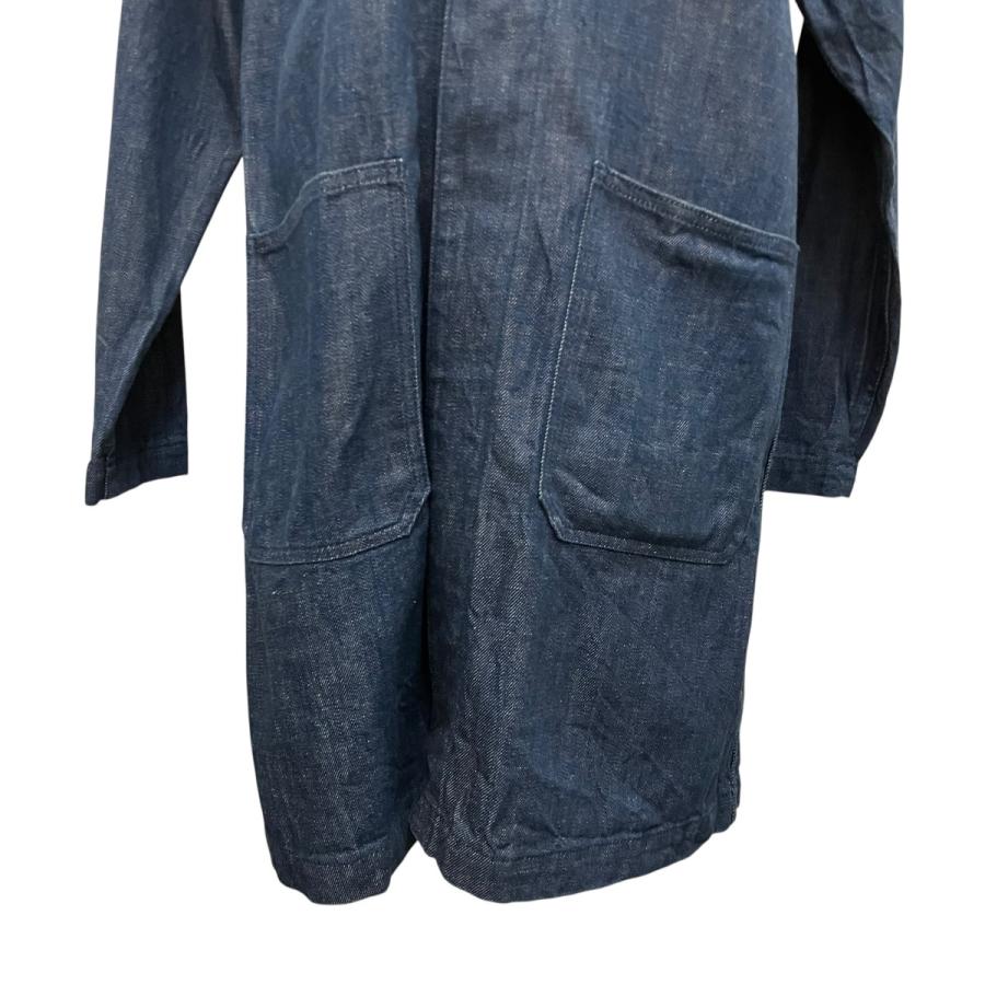 HYKE - デニムコート -【美品】 HYKE（ハイク） ノーカラーデニムコート 141-17010 インディゴ サイズ
