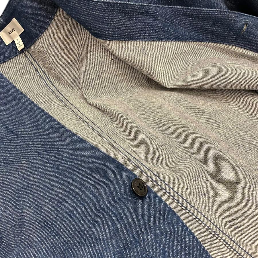 HYKE（ハイク） ノーカラーデニムコート 141-17010 インディゴ サイズ