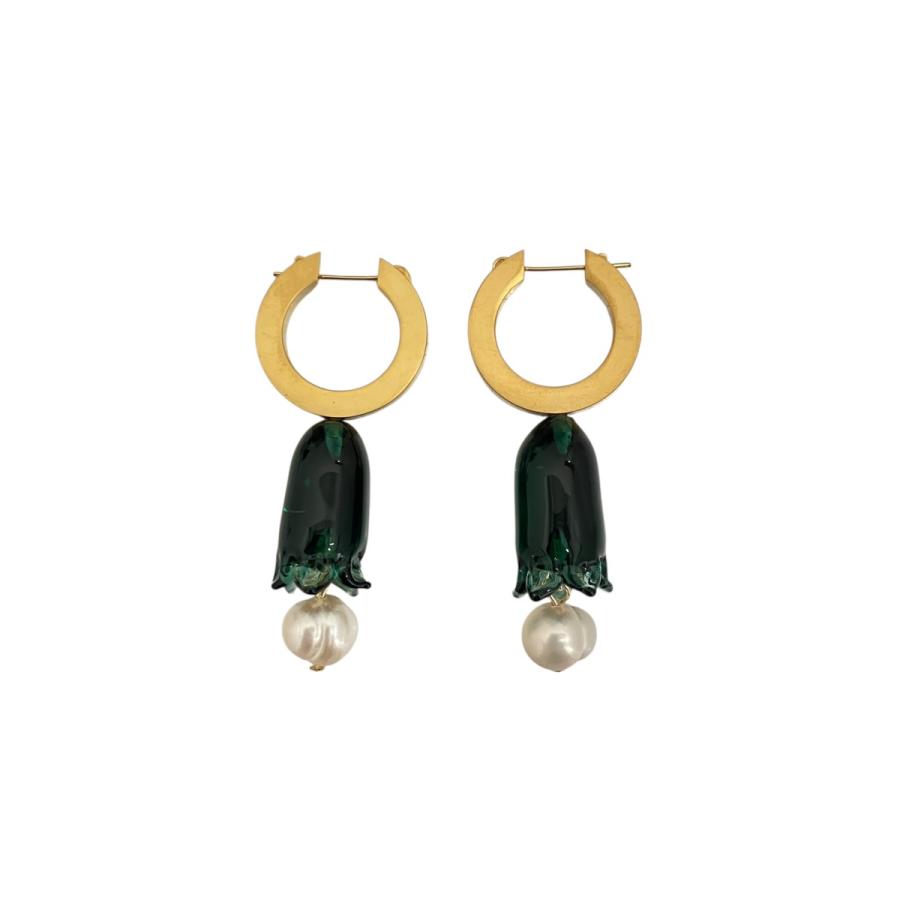 マメクロゴウチ mame kurogouchi 26AW 【FLORAL MOTIF GLASS EARRINGS