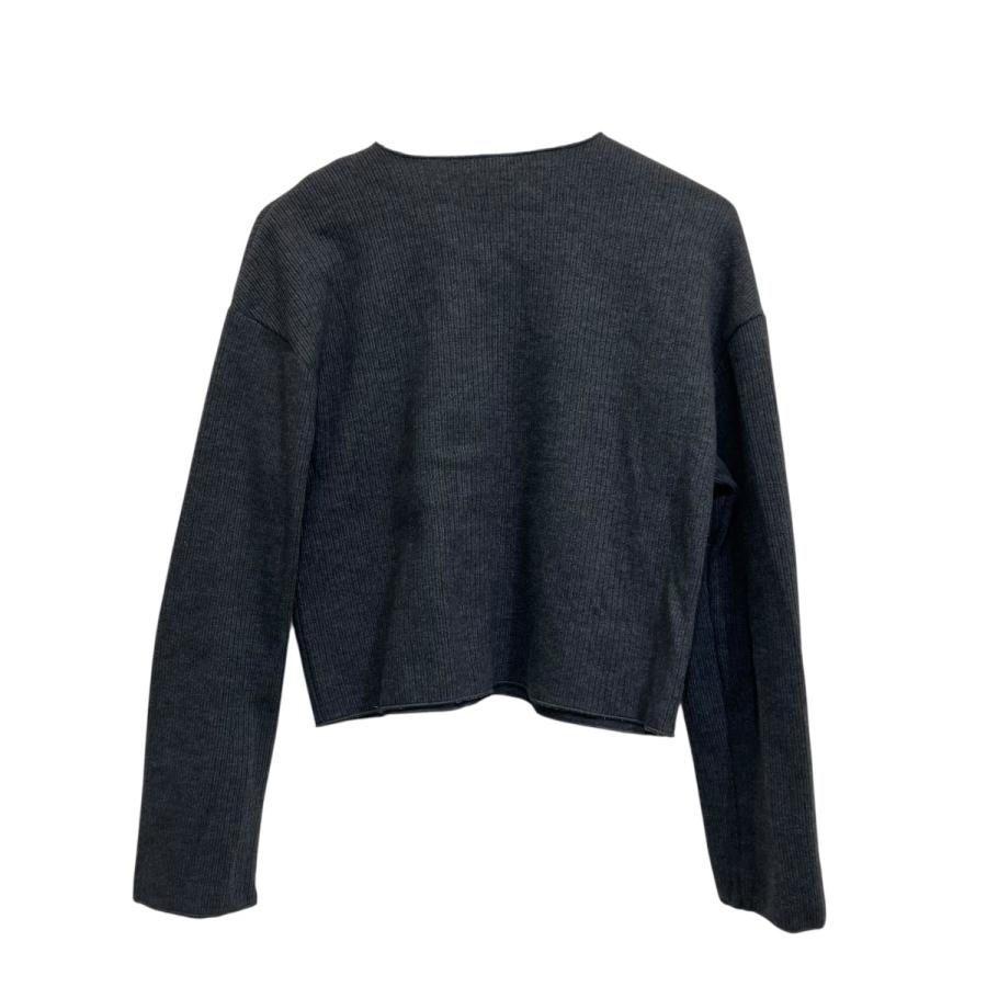 ZARA（ザラ） フラワーコサージュ ニットカーディガン グレー サイズ