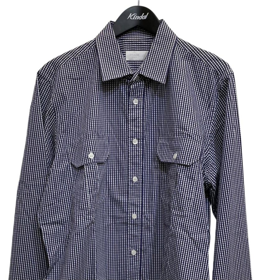 PRADA 長袖シャツ レディース ネイビー 38 PRADA（プラダ） 長袖シャツ ACU120094631 ネイビー×ホワイト サイズ