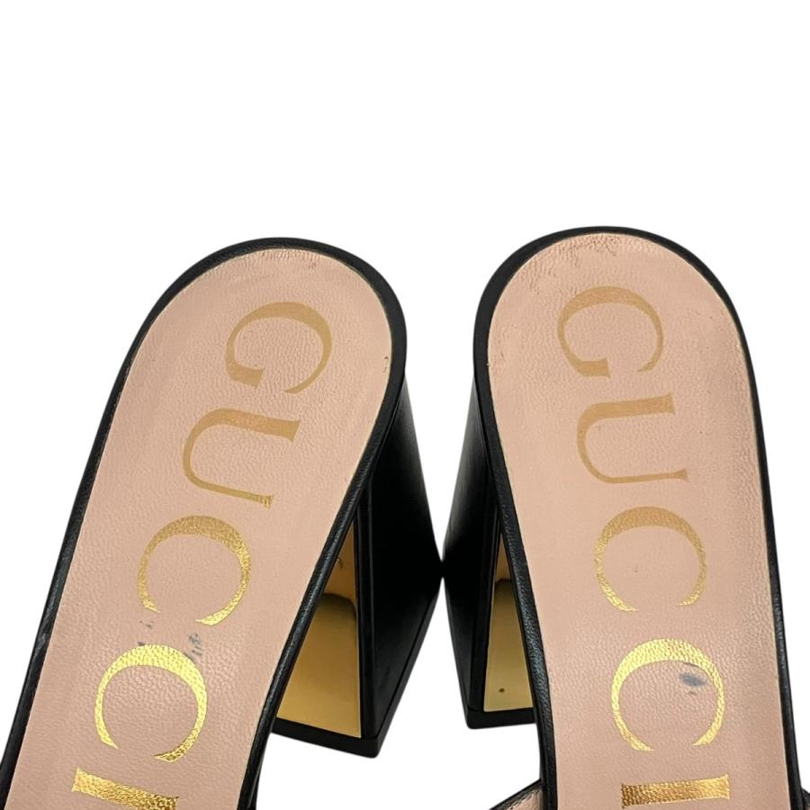 GUCCI（グッチ） ヒールサンダル ブラック サイズ：38(25cm相当