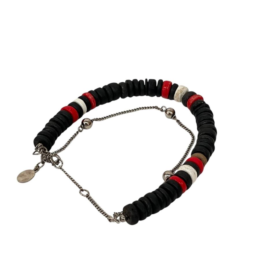 Dior HOMME ディオールオム Homme ビーズブレスレット ブラック×レッド
