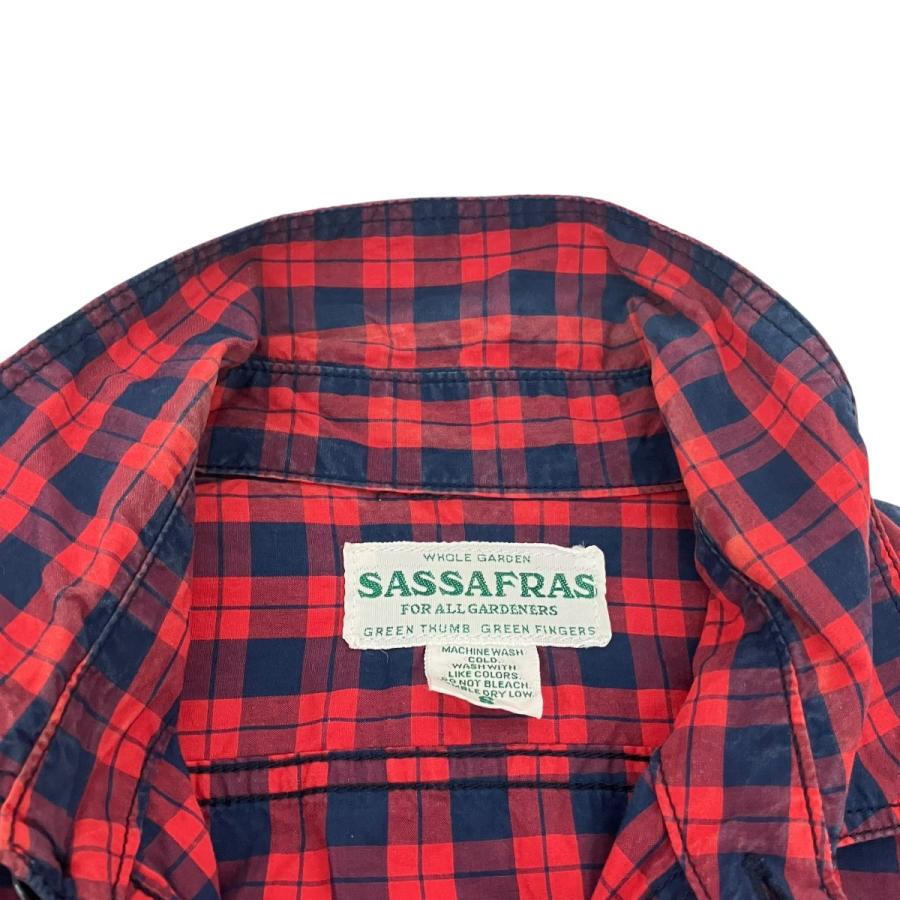 SASSAFRAS（ササフラス） チェック 半袖シャツ レッド×ネイビー サイズ