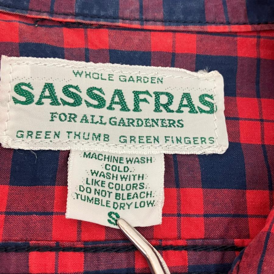 SASSAFRAS（ササフラス） チェック 半袖シャツ レッド×ネイビー サイズ