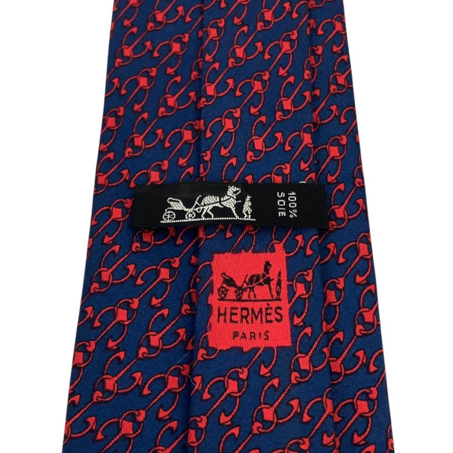 HERMES ネクタイ　ネイビー　レッド HERMES（エルメス） ネクタイ ネイビー×レッド : カインドオルYahoo!店