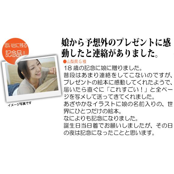 女子 誕生日 プレゼント 10代  絵本 娘 名入れ  バースディ ギフト 世界に一つ サプライズ おすすめ オリジナル絵本 The birthdayの画像