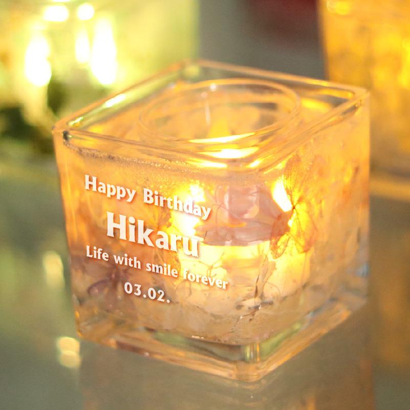 3月生まれ 誕生日 名入れ キャンドルホルダー 3月 誕生花 ニゲラ