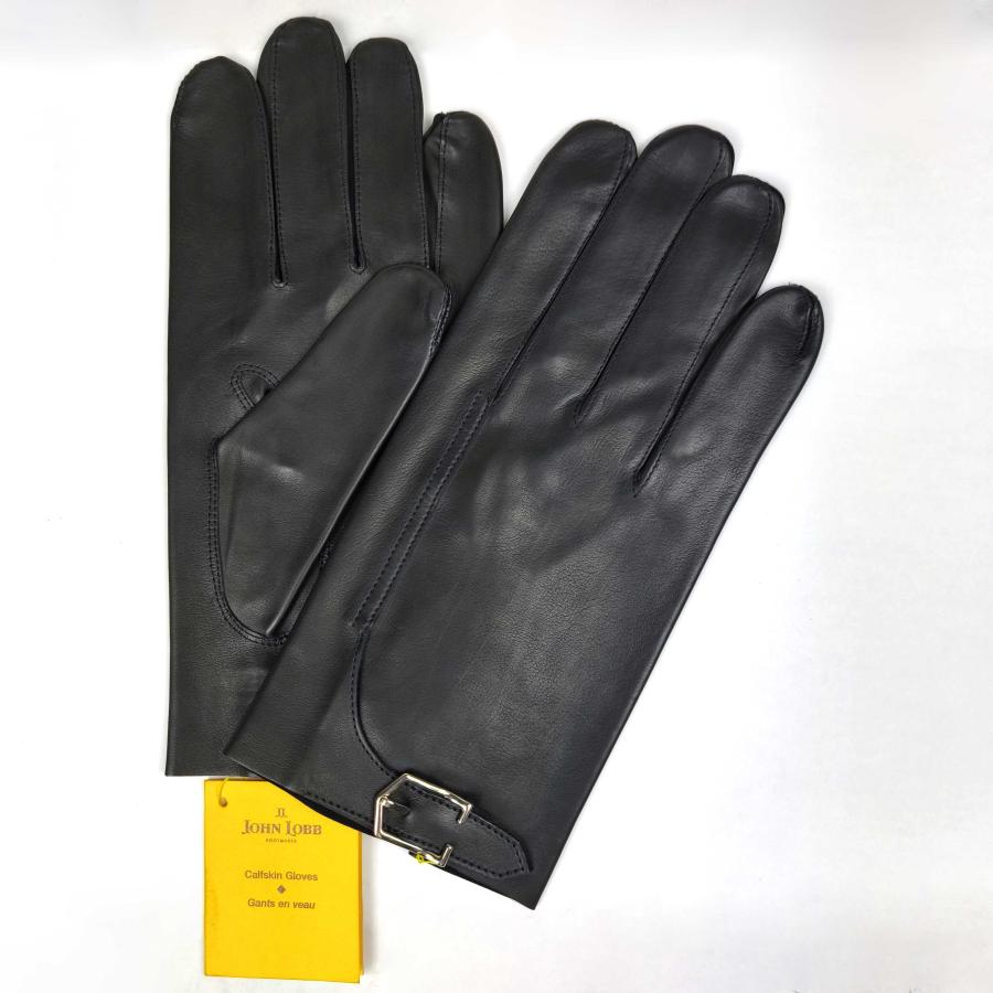 新品タグ付き】JOHN LOBB ブラックカーフスキンレザー手袋 サイズ9