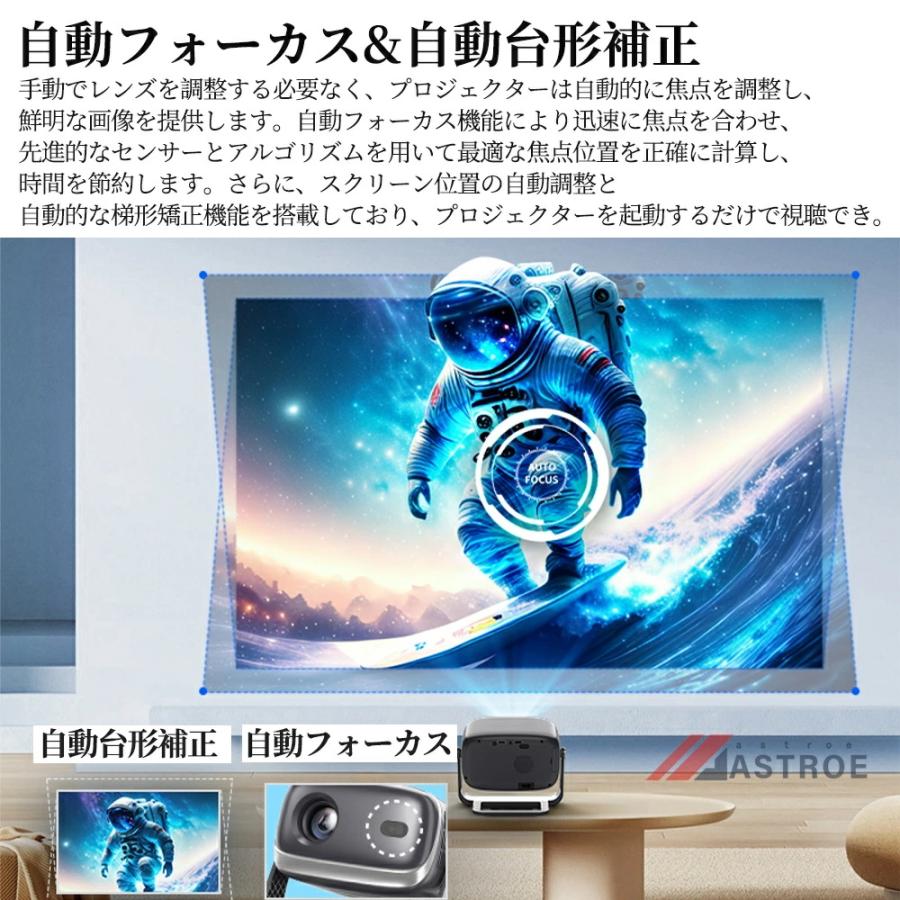 プロジェクター 小型 家庭用 AI全自動フオーカス 天井投影 本体 スマホ