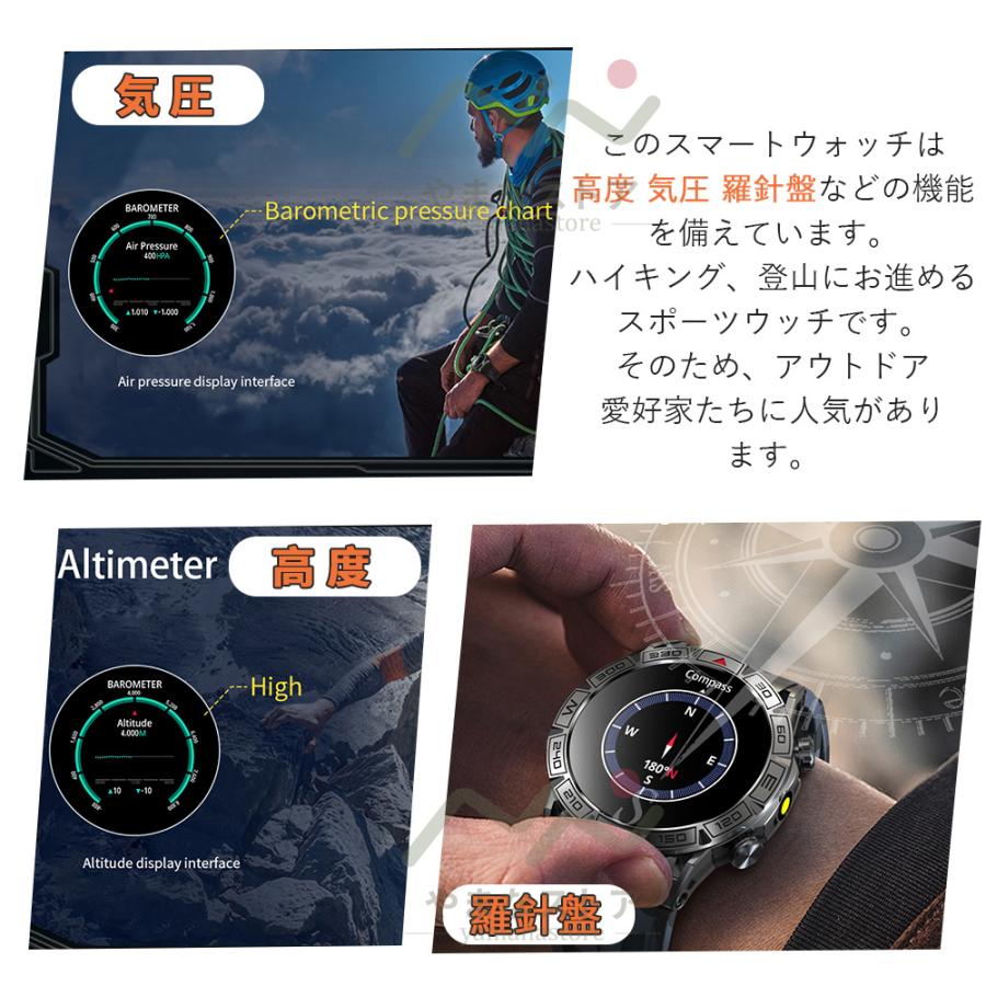 スマートウォッチ 軍用規格 通話機能 日本製センサー 丸型 気圧 スマートウォッチ 軍用規格 通話機能 日本製センサー 丸型 気圧