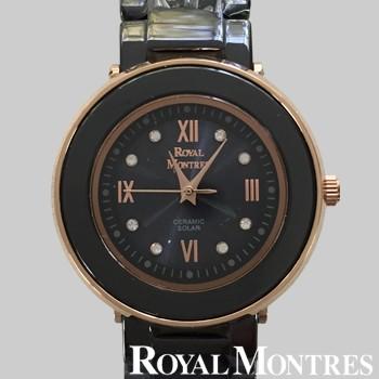 ロイヤルモントレス セラミック ソーラー ウオッチ レディース ブラック/ピンクゴールド ROYAL MONTRES｜king