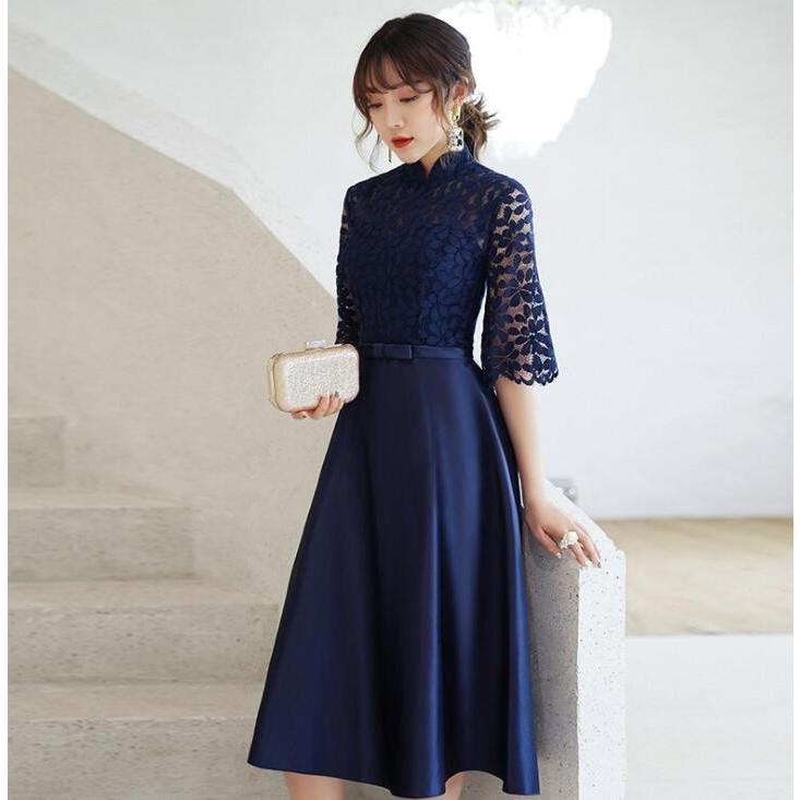 ドレス　結婚式パーティー二次会　お呼ばれ パーティードレス Party dress ミモレ丈 結婚式ドレス お呼ばれドレス