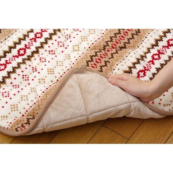薄掛け こたつ布団 〔単品 アイボリー 280×280cm〕 折りたたみ収納可 起毛 フランネル ゆったりーな 省スペース 〔リビング〕の画像