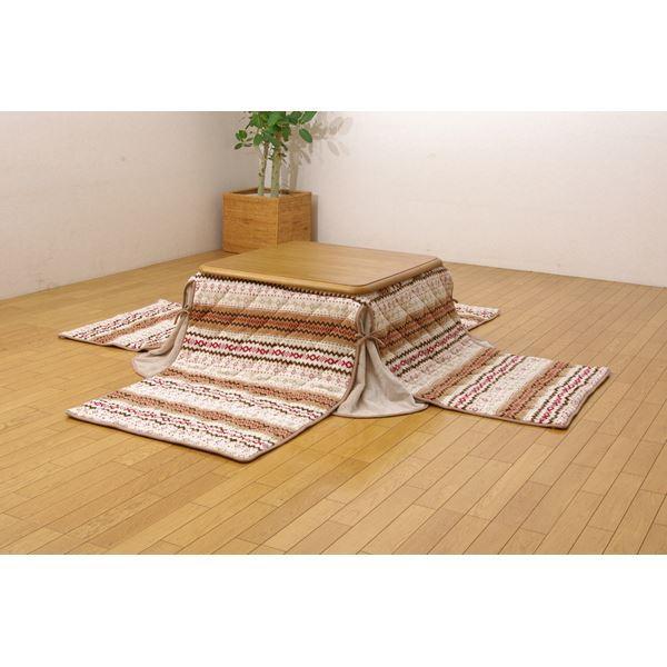 薄掛け こたつ布団 〔単品 アイボリー 280×280cm〕 折りたたみ収納可 起毛 フランネル ゆったりーな 省スペース 〔リビング〕の画像