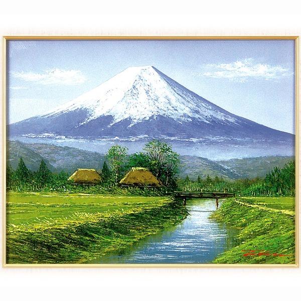 油絵額 フレームセット F6号 田所洋「富士・忍野」 460×552×55mm 金