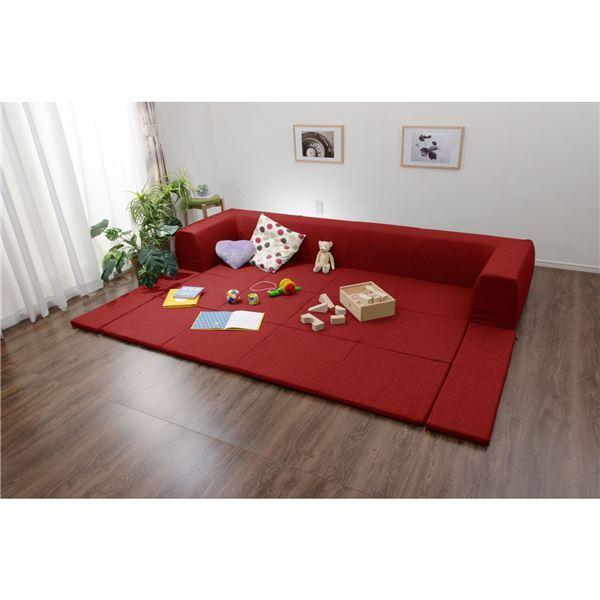 日本製  フロアソファー フロアマット付き【Lサイズ レッド】幅250cm フロアソファー 〔折りたたみフロアマット付き Lサイズ レッド〕 約幅