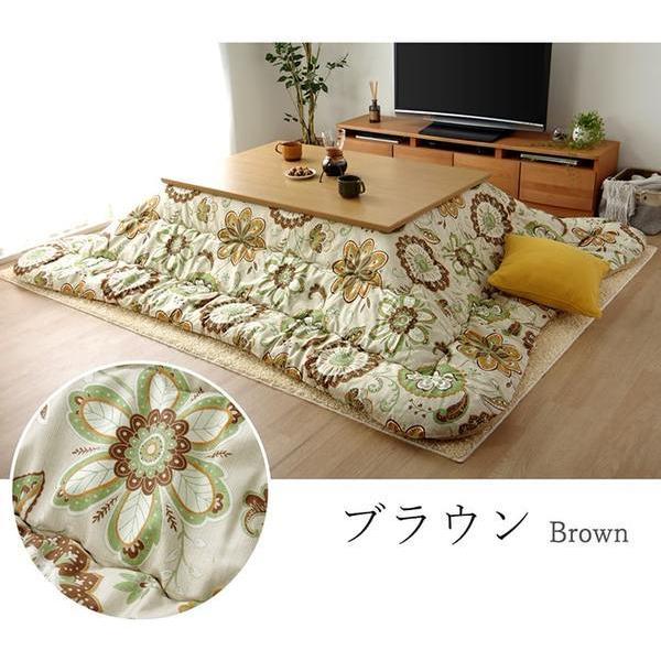 こたつ布団/寝具 〔花柄 掛け単品 さくら色 約205×205糎〕 まっ四角 日本製 洗える 綿100％ 躓き押しとどめる操作手順 〔リビング〕