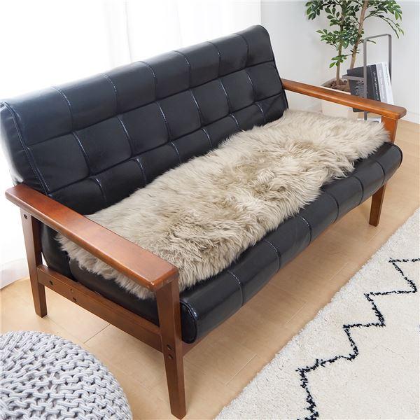 ソファーマット 約38×120cm ブラウン 長方形 ニュージーランド産 天然ムートン 羊毛皮100％ M-511-F クッション リビング